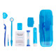 Orthodontic set for care of braces in a case, blue